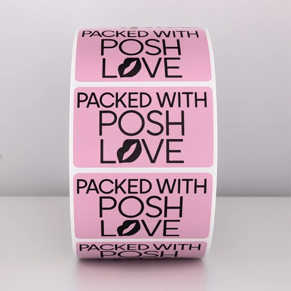 Packed With Posh Love Stickers | Purple Lips Labels for Poshmark Packaging